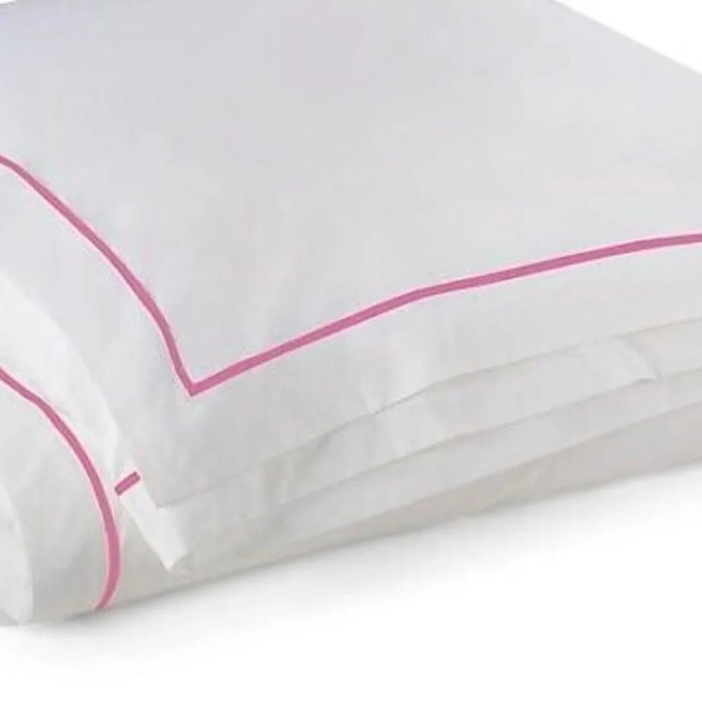 NEW Ralph Lauren TWIN Palmer Percale Duvet Cover White with Pink Trim